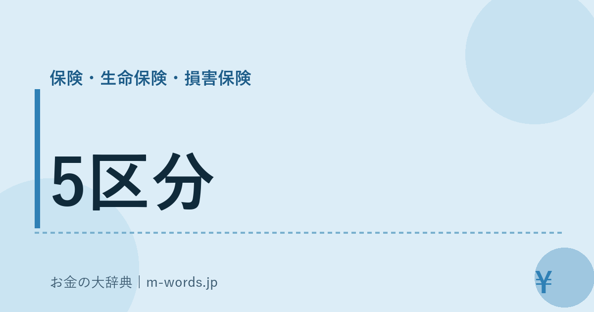 5区分｜保険・生命保険・損害保険｜お金の大辞典