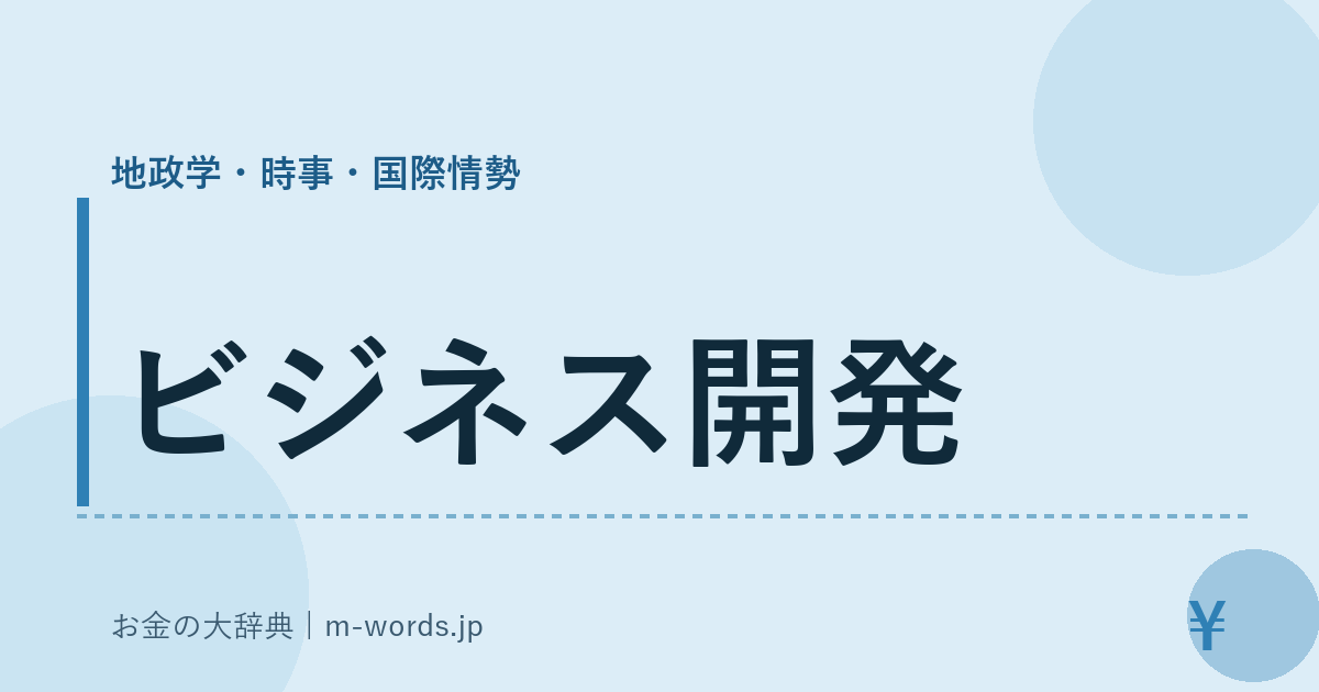 ビジネス開発｜地政学・時事・国際情勢｜お金の大辞典
