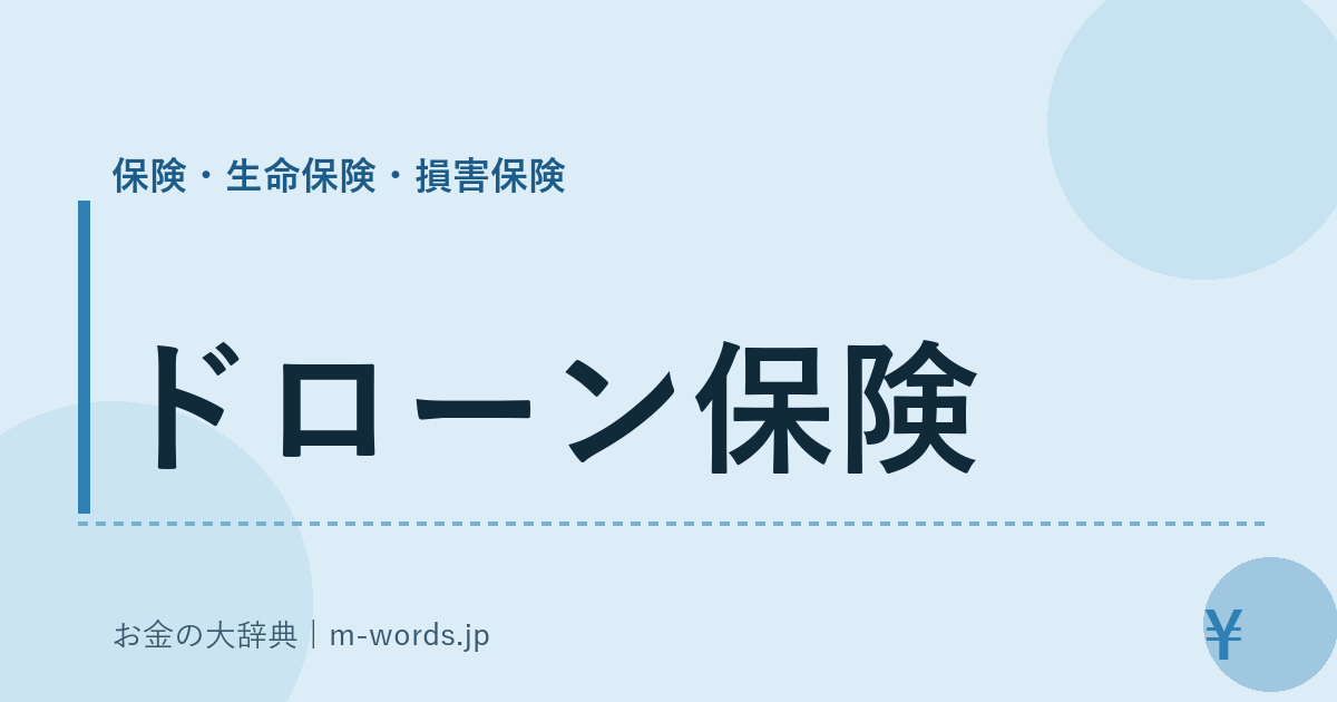 ドローン保険｜保険・生命保険・損害保険｜お金の大辞典