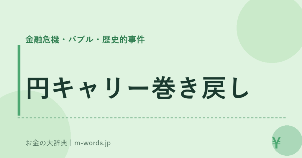 円キャリー巻き戻し｜金融危機・バブル・歴史的事件｜お金の大辞典