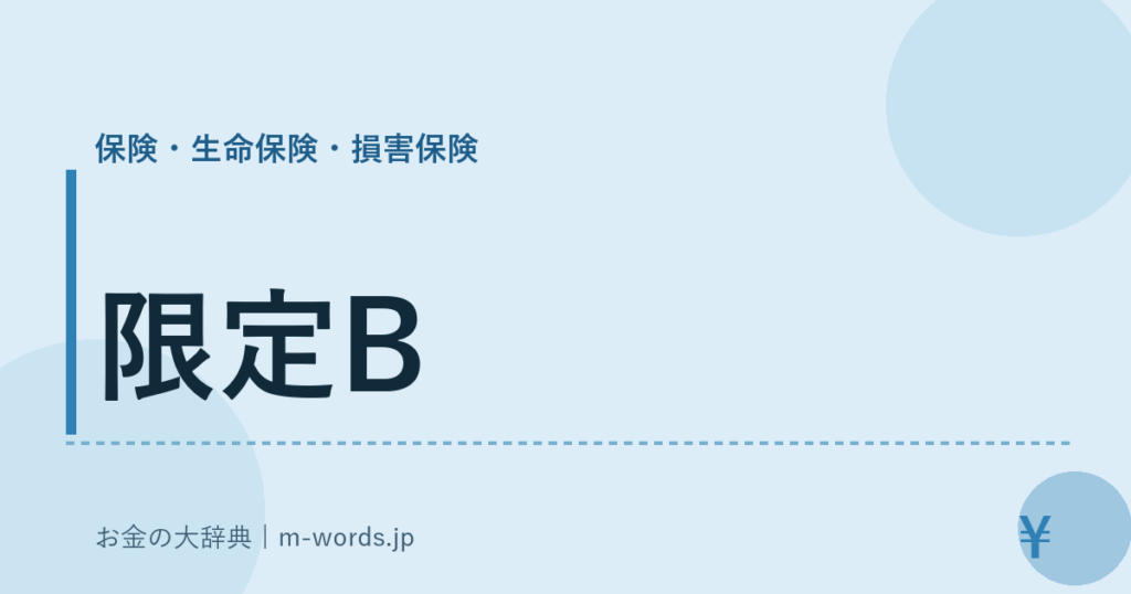 限定B｜保険・生命保険・損害保険｜お金の大辞典