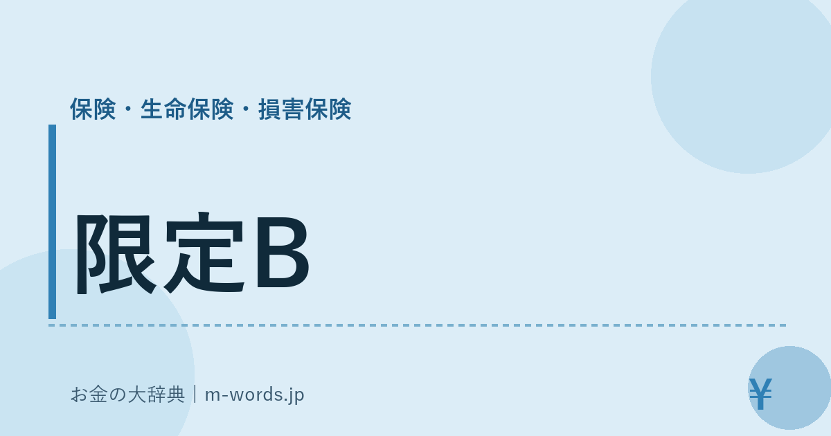 限定B｜保険・生命保険・損害保険｜お金の大辞典