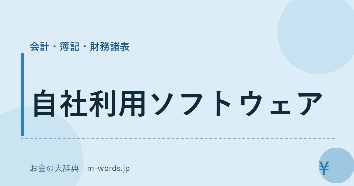 自社利用ソフトウェア｜会計・簿記・財務諸表｜お金の大辞典