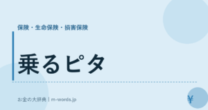 乗るピタ｜保険・生命保険・損害保険｜お金の大辞典