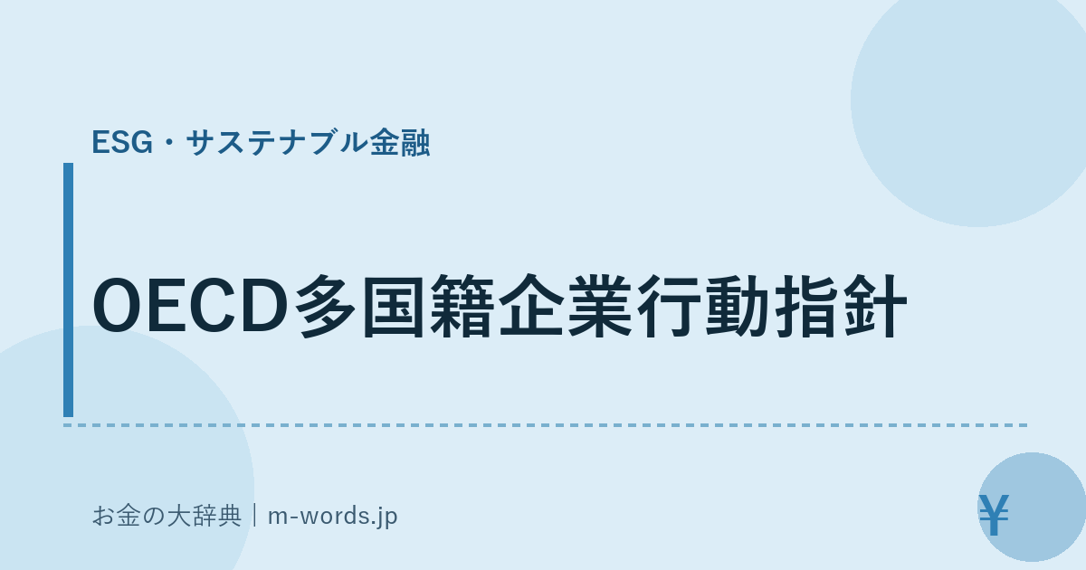 OECD多国籍企業行動指針｜ESG・サステナブル金融｜お金の大辞典