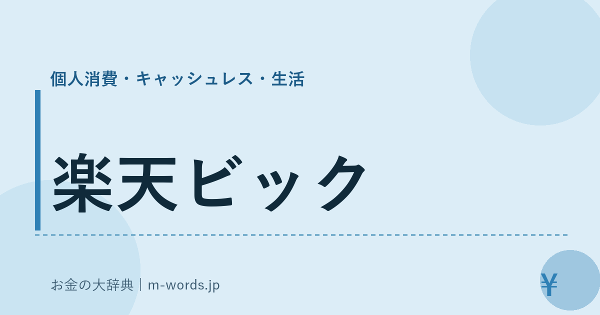 楽天ビック｜個人消費・キャッシュレス・生活｜お金の大辞典