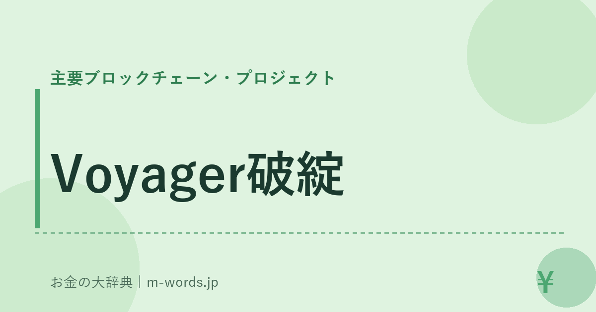 Voyager破綻｜主要ブロックチェーン・プロジェクト｜お金の大辞典