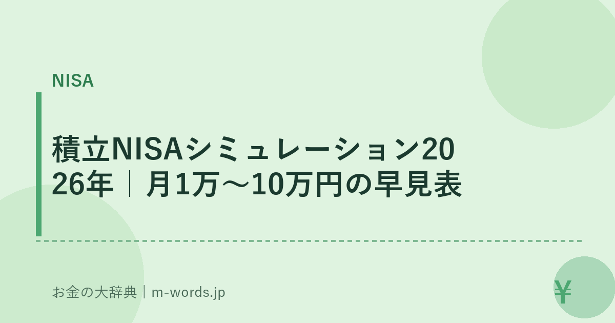 積立NISAシミュレーション2026年｜月1万〜10万円の早見表